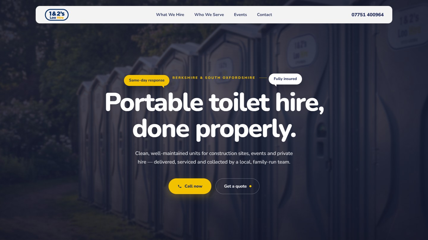 1&2 Loos — welfare unit and toilet hire website
