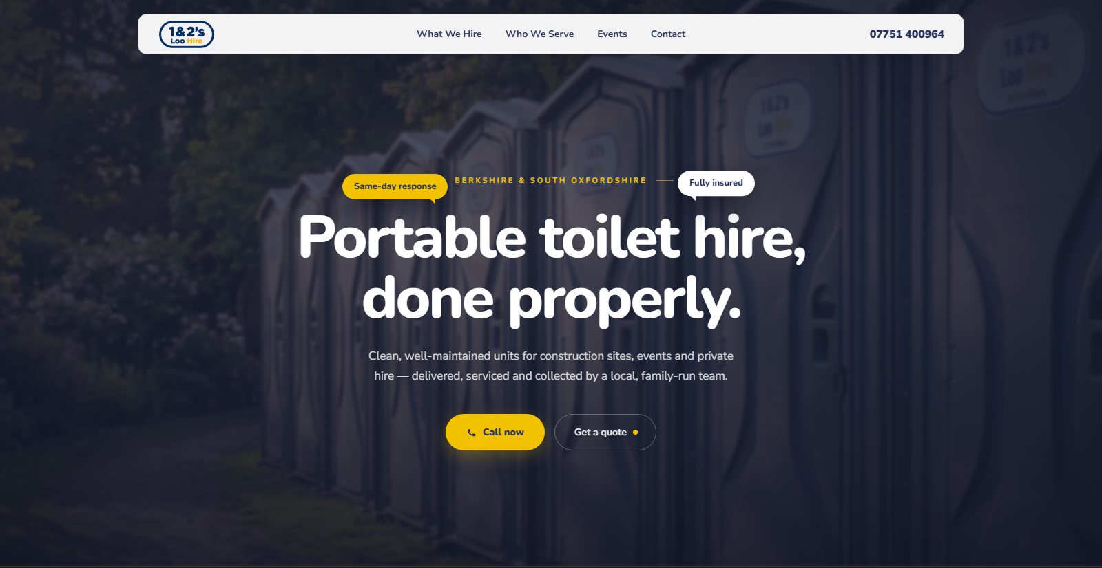 1&2 Loos — portable toilet & welfare unit hire website