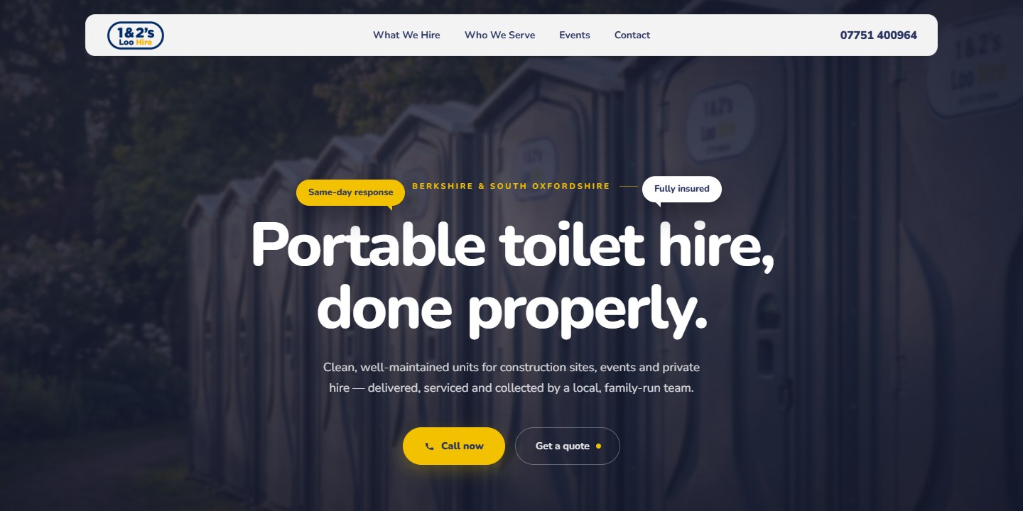 1&2 Loos welfare unit and toilet hire website
